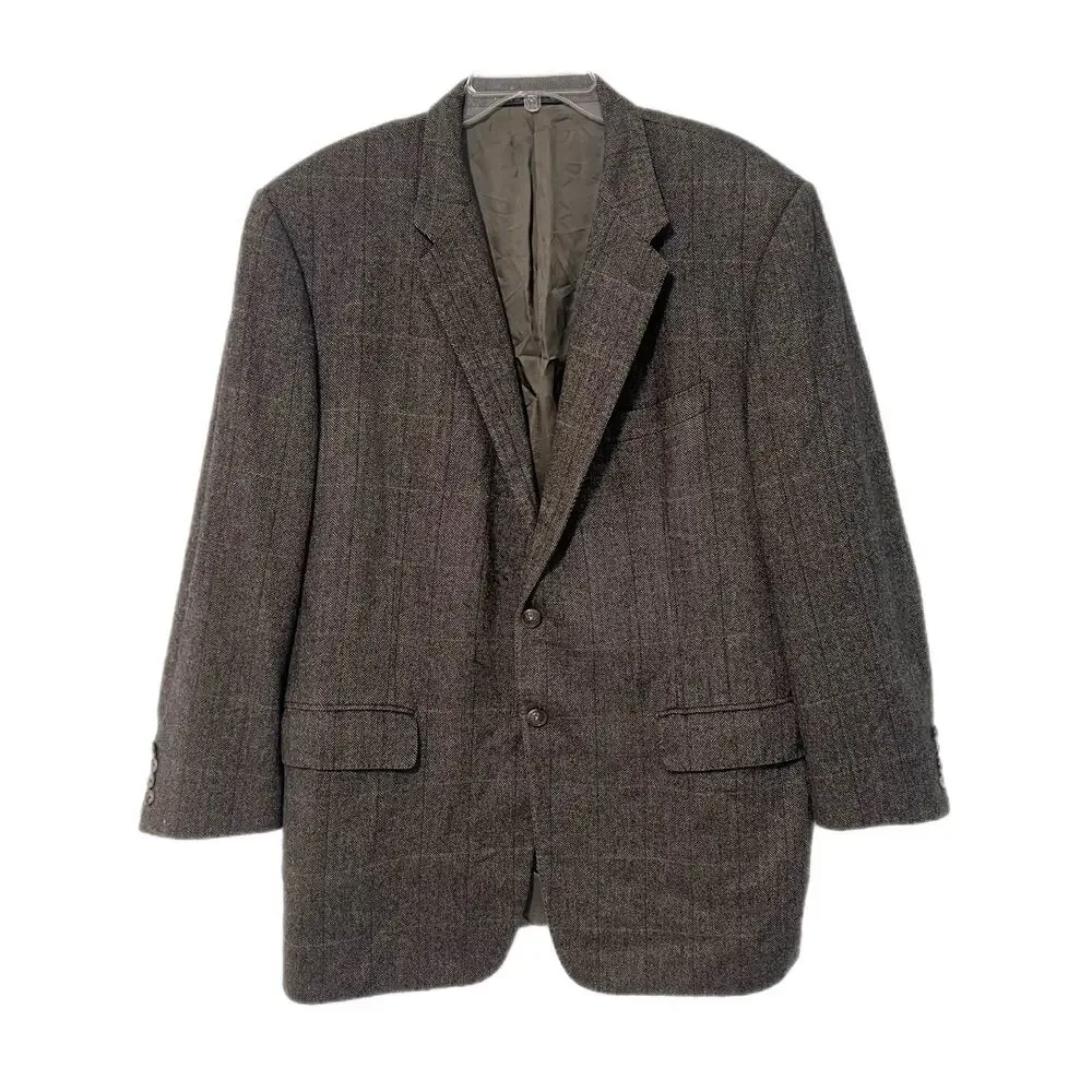 Corneliani Wool Camel Silk Tweed Blazer Brown Jacket 56R Herringbone Italy